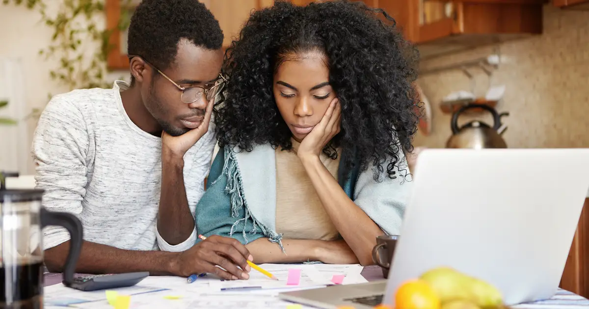 Couple looking at finances